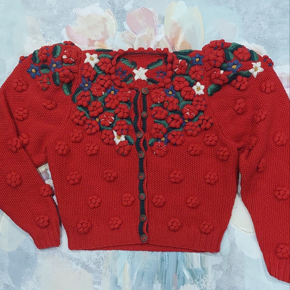 Rare Bavarian knit Cardigan in color Red